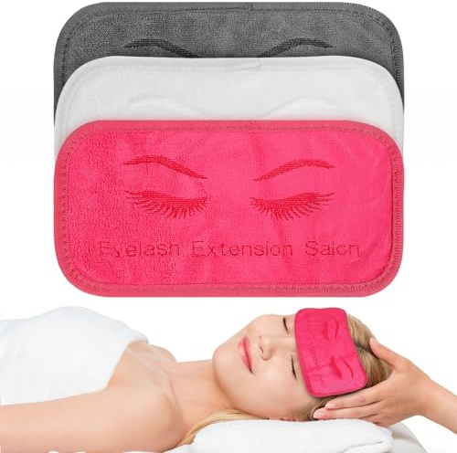 MAJORMENCH Bandeaux pour Greffe de Cils en Tissu Ergonomique, Coussinets Frontaux Réutilisables 3pcs, Support pour Usage Salon et Maison