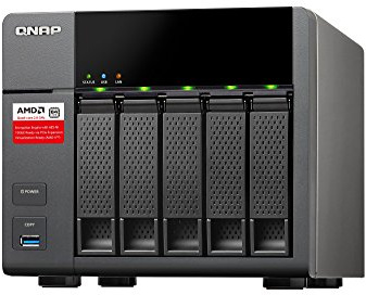 QNAP 563 – 2 G 2.0 GHz Quadcore 2 GB RAM 5 1-Bay NAS Server Bundle con WD Red dischi rigidi, Incasso e pronti all' uso nero nero (5x8TB WD Red)