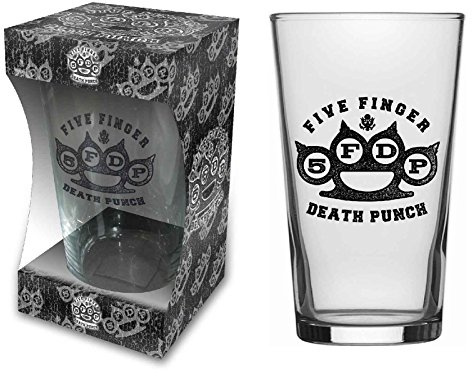 Five Finger Death Punch Beer Glass Knuckle Band Logo Official Boxed One Size