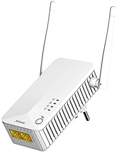 Strong - Adaptador CPL WiFi 500 (Compatible con Fibra y ADSL, Velocidad de hasta 300 Mbits en WAN y 500 Mbits en LAN, 2 Puertos Ethernet, Puntos de Acceso, Hot Spot WiFi), Color Blanco, POWERLWF500EU