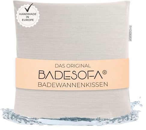 BADESOFA® Badkarskudde M | extra bekväm badkarskudde | snabbtorkande | tillverkad i EU | badkarskudde tvättbar | badkudde pärlemor | badkarstillbehör för breda, fyrkantiga badkar