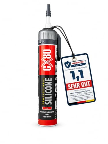 CX80 | Hochtemperatur Silikon rot | Dauerelastische Versiegelung für Temperaturen von -65°C bis +380° | Für Bauwesen, KFZ und Industrie | Beständig gegen Öle, Benzin und Fette | 210ml Applikator