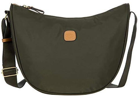 BRIC'S - Kleine Halbmondförmige Umhängetasche Aus Nylon, Olive, 33x26x9.5 cm