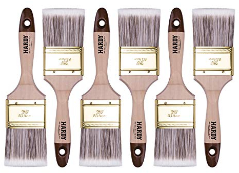 HARDY WORKING TOOLS Flachpinsel-Set 6-teilig, 6 Stück – 60 mm Breite, Malerpinsel Set mit Holzgriff, Lackpinsel Serie *45*, 6PCS, Pinselset A0205-450625, braun