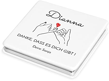 Maverton Taschenspiegel mit Aufdruck - quadratischer Doppelspiegel - Vergrößerungsspiegel - personalisierter Klappspiegel - Reisespiegel für Handtaschen - Geschenk für Frauen