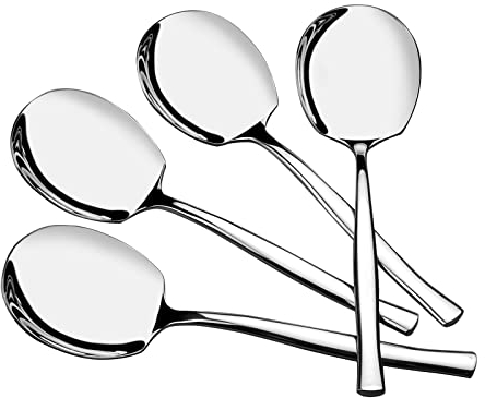 Tyminin Set of 8 Stainless Steel Serving Spoons, Large Serving Tablespoons, Silver Buffet Serving Spoons Set