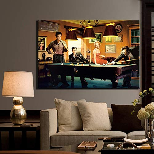 XIANGPEIFBH Berühmtes Wandkunstbild, Filmschauspieler, Sänger, spielen Billard, Leinwandmalerei, klassisches Poster für Wohnzimmer, Heimdekoration, 70 x 105 cm (28 x 41 Zoll), ungerahmt