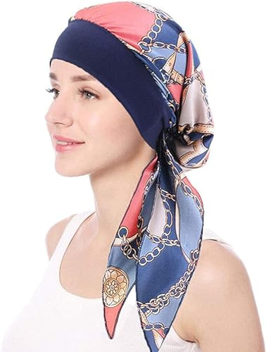 Turban Femme Chimio，Foulard Cheveux Femme ，Hijab a Enfiler ，Bandana Cheveux Femme en Simili soie simulée Pirate Cap (11, Taille unique)