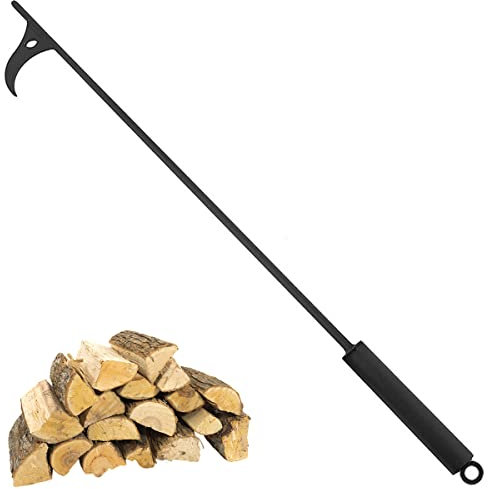 Muross Fire Pit Poker 40-inch Extra Long Heavy Duty Wrought Steel Fire Poker Solid Steel Campfire Poker Black Fire Poker Stick Portable Outdoor Fire Poker for Fireplace Camping Fire Stove Hiki