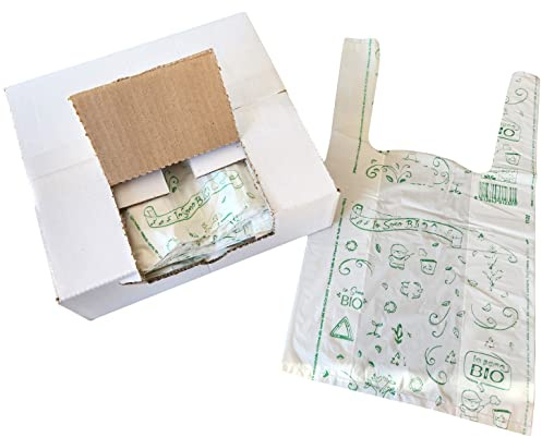 IMBALLAGGI 2000 - Shopper Biodegradabili 23x40 cm - 3 Confezioni da 500 Sacchetti con Manici (1500 sacchetti) - Utilizzate come Buste Compostabili