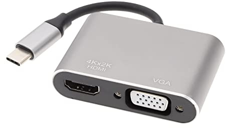 Be In Your Mind USB C auf HDMI VGA Adapter 2 in 1 USB 3.1 Typ C auf VGA HDMI 4K Video Konverter Kompatibel mit MacBook Pro/Air Kompatibel mit MateBook P30 Mate 20 Grau