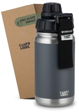 Campo Libre.® Premium Edelstahl Trinkflasche 400ml | 12h heiß/eiskalt | isolierter Thermobecher | Kaffeebecher on the go | Auslaufsicher | Kohlensäure geeignet