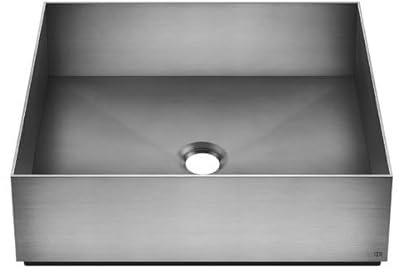 Gessi 316, Lavabo de sobremesa de acero inoxidable 400x400mm, 54605, Color: Acero inoxidable cepillado mate