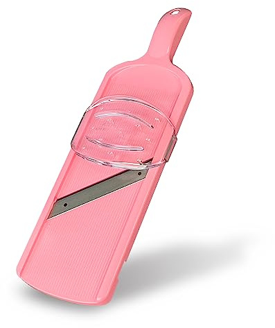 Gemüsehobel, breit, 11,9 cm, Julienne, Stärke: 1 mm, mit Sicherheitshalter, hergestellt in Tsubame Japan, Rosa