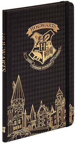 United Labels Harry Potter Hogwarts Castle Notizbuch, liniert, 80 Blatt, 13x21 cm, Schwarz, Hardcover Notizheft mit Gummiband, ideal als Tagebuch und Bullet Journal