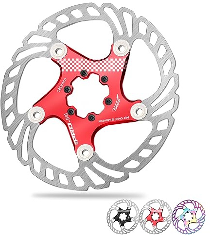 BUCKLOS IIIPRO 140mm 160mm 180mm 203mm Floating Bike Disc Brake Rotor with 6 Bolts, Mountain Bike MTB Stainless Steel Bicycle Disc Brakes Rotors for Road Bike/Ebike/BMX(Red)