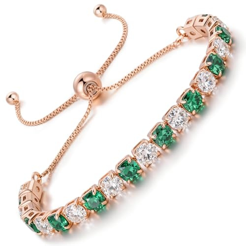LOVANS Tennisarmband Damen mit 4/5/6 mm Zirkonia Kristall, 18K Vergoldet/Roségold/Silber Armband passt zu Handgelenken von 8-22 cm - Geschenk für Frauen, Mädchen & Mama