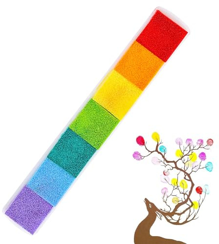 Teksome Juego de Almohadillas de Tinta de Color arcoíris - Almohadilla de Tinta Lavable Multicolor para Dedos,Almohadillas de Tinta seguras e inofensivas para Sellos de Bricolaje, Papel y Madera