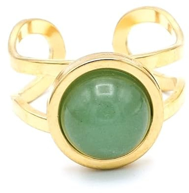 Miracles Minéraux | Bague réglable en acier inoxydable et pierre naturelle
