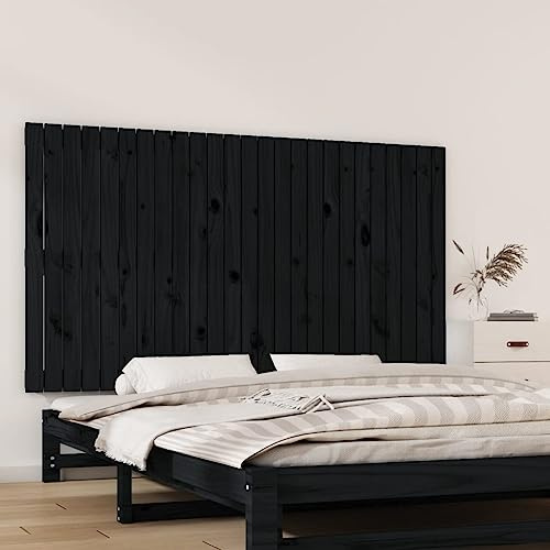CKioict Betthaupt Wandkissen Bett Bettkopfteil Schlafzimmer Wand-Kopfteil Schwarz 159,5x3x90 cm Massivholz KieferGeeignet für Schlafzimmer, Gästezimmer, Schlafsaal