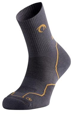 Lurbel Tierra Four, Calcetines anti-ampollas, calcetines de senderismo, calcetín para caminar, sin costuras y transpirable, calcetines Unisex. (L (42-44), Marengo/Mostaza)