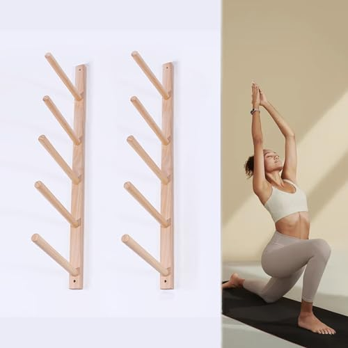 Yogamattenhalter Holz-Yogamattenhalter Wandhalterung Vertikal, 2–9-lagiger Pilates-Mattenständer für Heim-Fitnessstudio, Yoga-Studio, Yogamatten-Präsentationsständer, Lagerung der Ausrüstung ( Size :