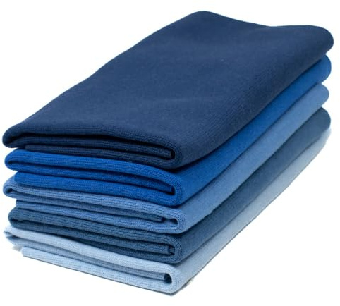 Stoffpaket Bündchen uni 5 x 25 cm (70 cm Umfang) Schlauchware einfarbig Kinderstoffe Modestoffe (Blau)