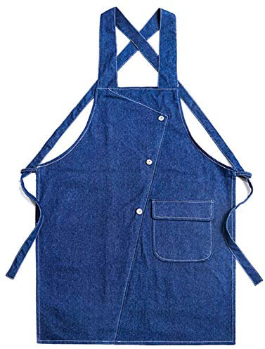 ECOLFE Schürzen für Männer, Unisex wasserdichte Arbeitsschürze aus Segeltuch, Tischlerschürze mit Werkzeugtasche for Werkstatt, Küche, Garten (Farbe: Blau, Größe: X-Large)