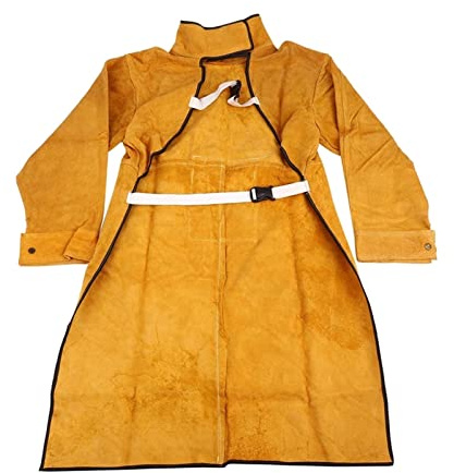 DIKAMAN Leder-Schweißeranzug 120-cm-Schweißschürze-Flamme-Reparatur-Schweißer-Schutzkleidung Splitte Lederfeuerresistant Hitzebeständig und flammhemmend