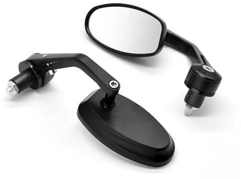 Kettennieter Motorrad Motorradspiegel Weißes Glas Lenkerende Rückspiegel Für FZ8 FZ6 XV950 XV 250 950 Moped Zubehör Spiegel Motorrad(Black)