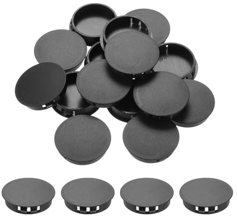 QUARKZMAN 32 Stück 35mm/1,38 Schwarze Kunststoff Lochstopfen, Flache Abdeckkappen, Einsatz-Endkappen für Schränke Maschinen Möbel Schrank
