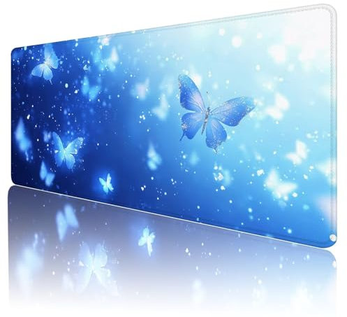 Tapis de Souris XXL Tapis Souris Bleu 1800x900 Tapis de Souris Gamer Blanc ImperméAble et AntidéRapant Base en Caoutchouc avec Bords Cousus Mousepad,Une éTendu sous Main Bureau Accessoire,d-91