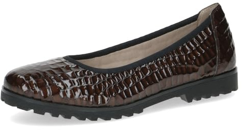 Caprice Damen Ballerinas aus Leder Rund, Braun (Bronce Croco), 39 EU