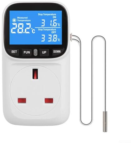 Smart Thermostat Socket For Fish Tank Fish Heater Thermostat - Temperature Control, Timing, Memory Function White