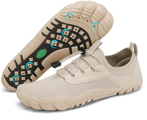 SAGUARO Badskor dam aquaskor herr slip-on andas snabbtorkande vattenskor utomhus sommar unisex, kaki, 41 EU