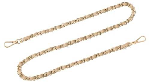 QUARKZMAN Handväska axelrem, läderkedja och järn 32 tum för axelväskor ersättning axelrem (khaki axelrem + guldkedja)