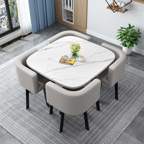Esstisch Set mit 4 Stühlen - Moderne Holz Konferenztisch und Stuhl Kombination für Wohnzimmer und Esszimmer, perfekt für Empfangsräume