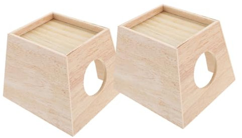 HIAKDOFT 2pièces Maison Bois pour Petits Animaux Abri pour Chinchilla Et Hamster Cachette Décorative Et Pratique pour Hiver