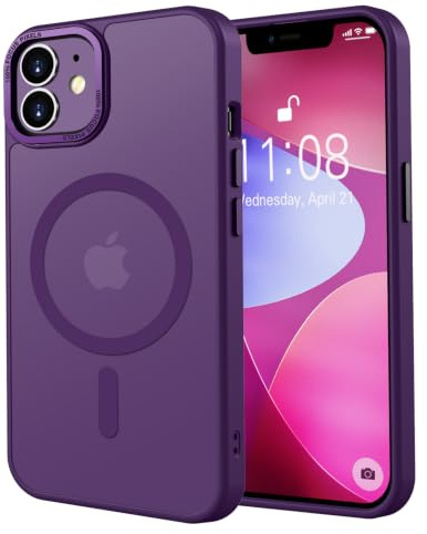 KPPIT für iPhone 11 Hülle, Kompatibel mit MagSafe, Dunkelviolett | Eingebauter Magnetring, Militärschutz Stoßfest Kratzfest Haltbarkeit, Durchscheinend Rückseite