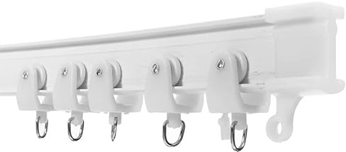 Riel Cortina Techo,Rieles para Cortinas de Techo Riel de cortina de 2 m, de plástico, flexible, for montaje en techo, curvado, recto, deslizante, for ventanas, kit de accesorios flexibles for decoraci