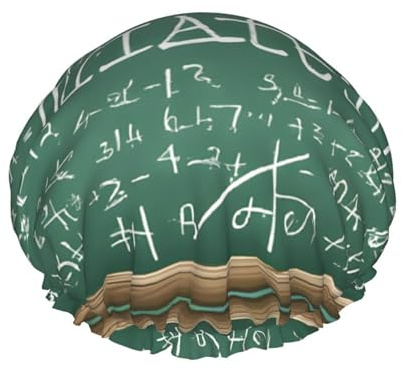 Formulas Shapes Theory Math Lesson Word -Print Extra Large Waterproof Shower Cap-Double Layer Protection For Long/Curly Hair - Reusable & Travel Friendly.