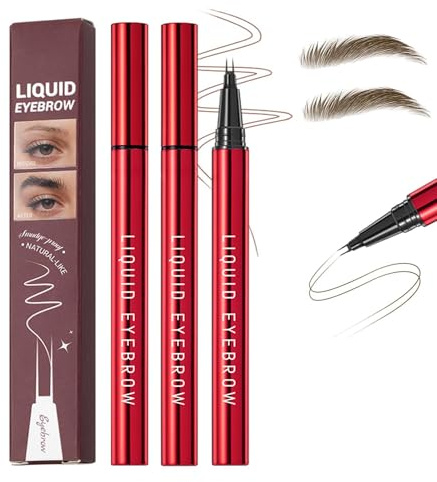 2Pcs Microblading Augenbrauenstift,Wasserfest Wischfest Langanhaltend Eyebrow Pencil,2 Gabelspitzen für Definierte Brauen Natürlich Aussehende,Haarähnliche Augenbrauen Makeup (Dunkel Braun, 1Pcs)