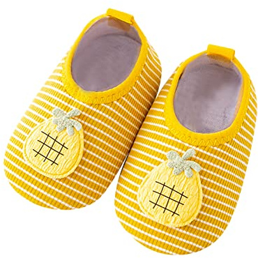 Pantofole da giardino per bambini, suola morbida, comode, chiuse, morbide, invernali, per imparare a camminare, per bambini, in cotone, per bambini, giallo., 14
