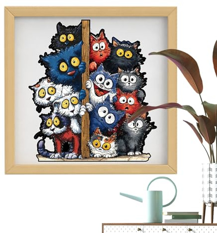 Katzen Puzzle Aus Holz - Präzises 3D Dekorations Set | Holz Katzen Steckpuzzle | Für Erwachsene,Kinder,Familie,Freunde,Zuhause,Innenbereich,Wand und