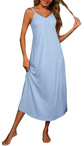 Bresdk Pyjama Femme Chemise Homme Chemise de Nuit Femme Longue Nuisette | Col en V Sans Manches Ete