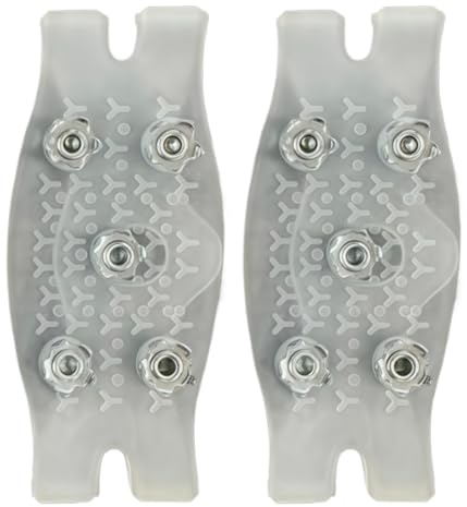 Ice Cleats - Ramponi da trekking antiscivolo da 11 x 5 cm, tacchetti da arrampicata con trazione, chiodi per scarpe in acciaio e silicone, per l'inverno, clima freddo, camminare Mont