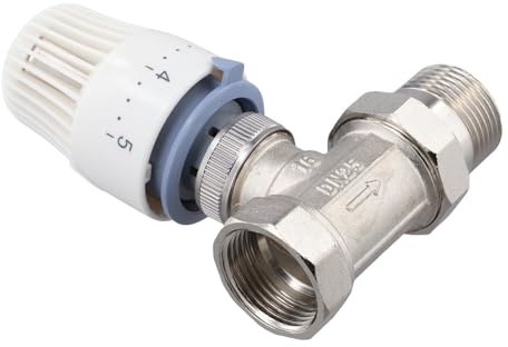 Tidevib Thermostat-Regelventil Temperaturbegrenzer für Fußbodenheizung und Heizkörper DN25 Weiß und Silber