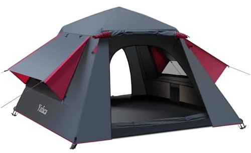 Camping Tent, 3 Man Pop Up Tent Extra Large Waterproof Automatic Dome Tent with 2 Rainproof Windows, 2 Layers Family Festival Tent with Removable Outer Layer, Tent for Camping Picnic