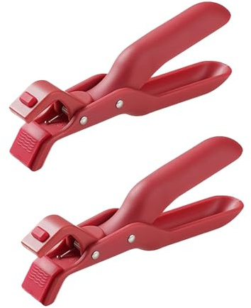 2PCS Hot Plate Gripper, 2026 New Anti Scald Bowl Gripper, Kitchen Tool Multi-Purpose Silicone Non-Slip Heat Insulation Anti-Scald Clamp for Bowls Dishes, Microwave Air Fryer Tongs (2PCS-Red)