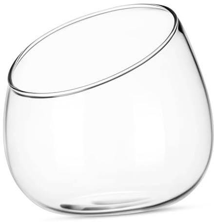 HOUDERCO Terrario de Vidrio con Boca Inclinada para Plantas y Musgo, Maceta Decorativa Versátil y Elegante para Interiores y Centros de Mesa